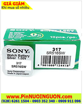 Pin SR516SW _Pin 317; Pin Sony SR516SW 317 silver oxide 1.55v _Made in Japan _Vỉ 1viên
